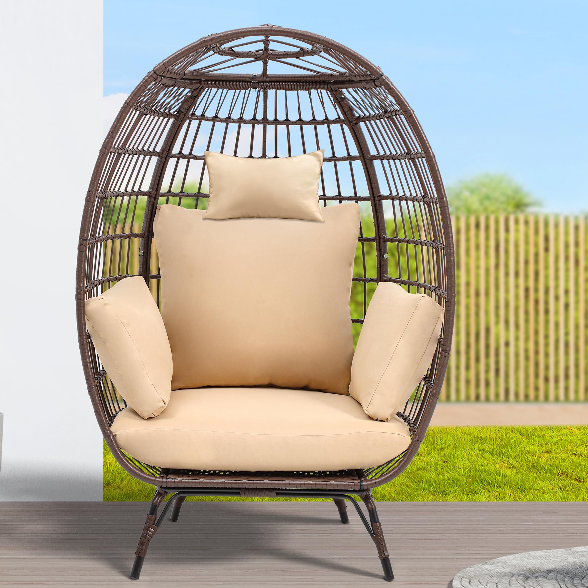 ①ラタンチェア 籐家具 ミッドセンチュリー ラウンドチェア エッグチェア Amazon.co.jp: YITAHOME エッグチェア アウトドア エッグラウンジ
